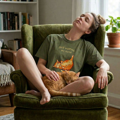 "Just Resting My Eyes" T-Shirt — Awkward Cat Nap Graphic Tee
