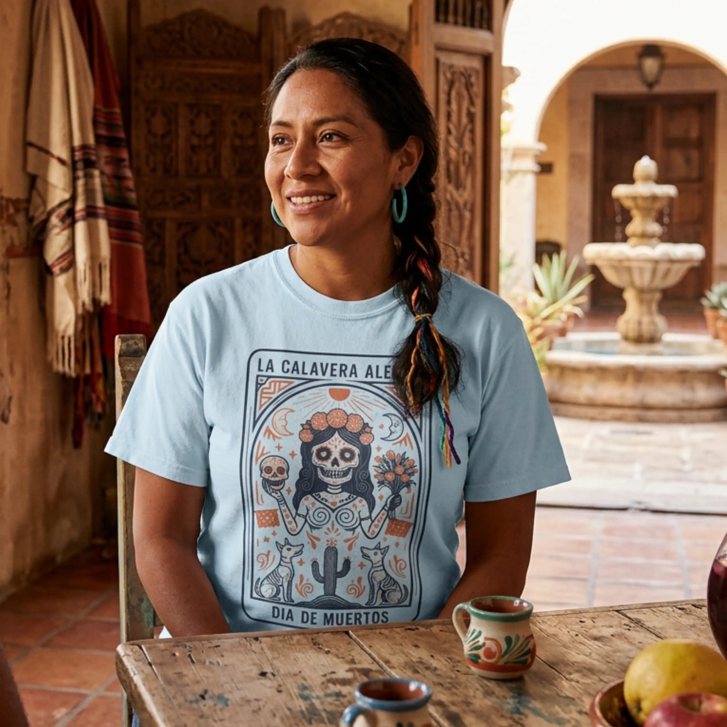 "La Calavera Alegre" T-Shirt — Día de Muertos Day of the Dead Graphic Tee
