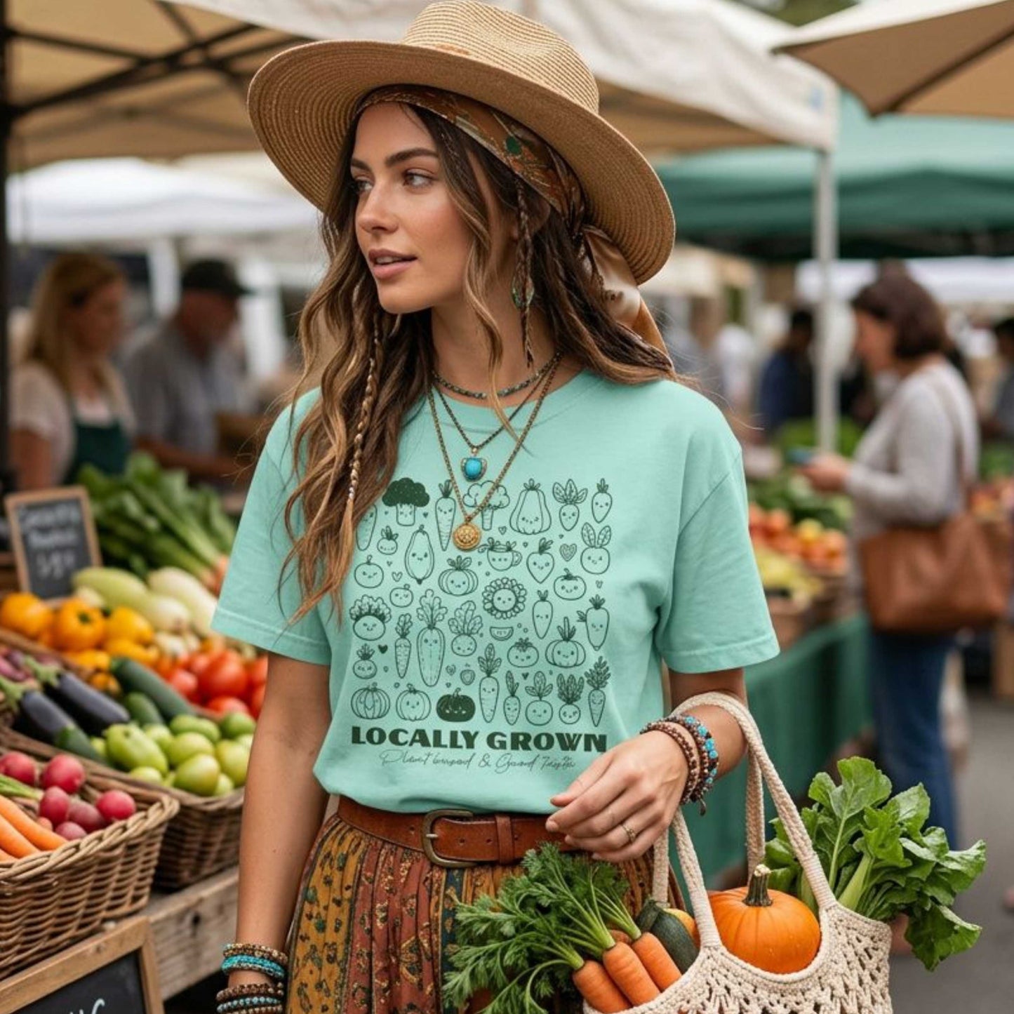 "Locally Grown: Plant Based & Good Taste" T-Shirt — Organic Vegan Farmer Garden Tee