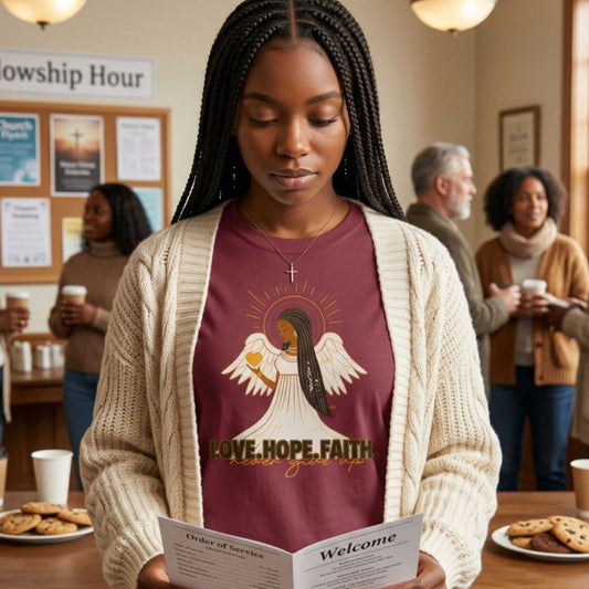 "Love.Hope.Faith. Never give up" T-Shirt - Perseverence Angel Graphic Tee