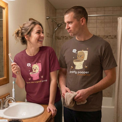 "Love Me a Good Poop" Couples Tee - Funny Toilet Bathroom Graphic T-Shirt —