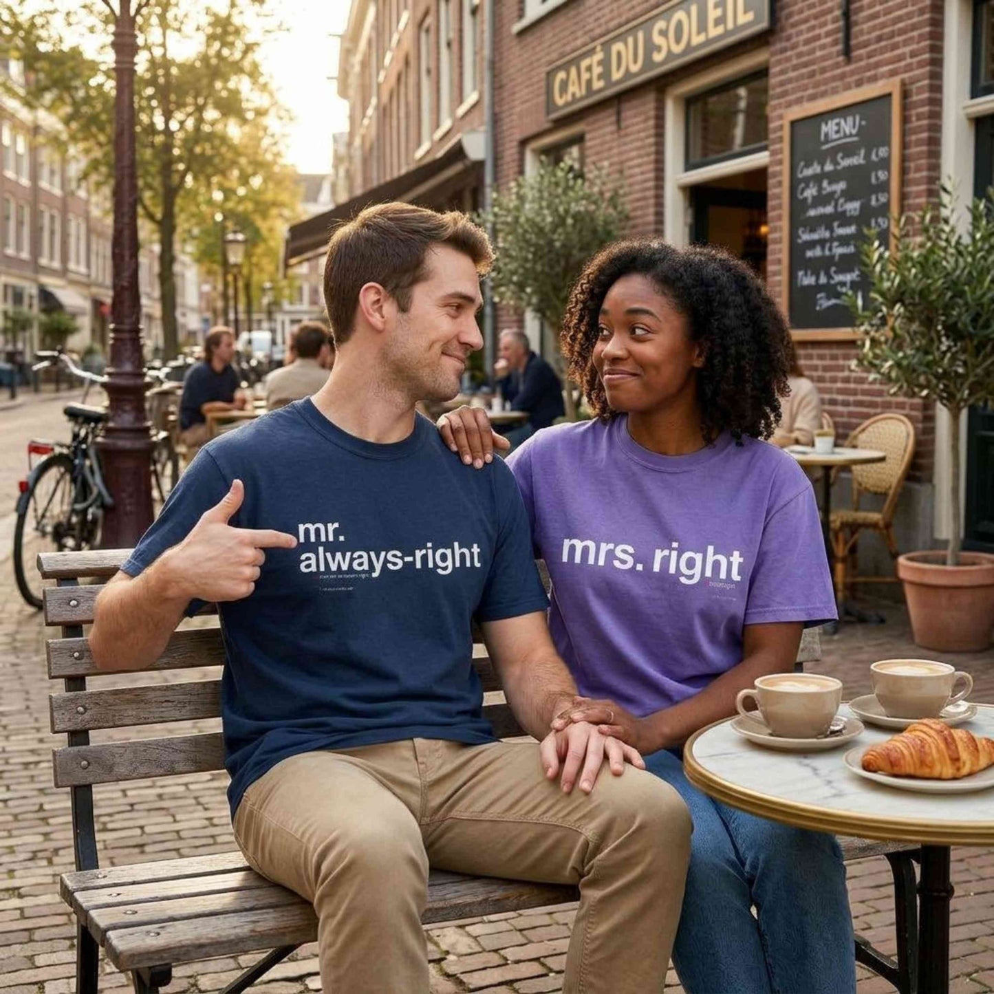 Mr. Always-Right Couples Tee — Funny Graphic with Nutrition Facts Back T-Shirt