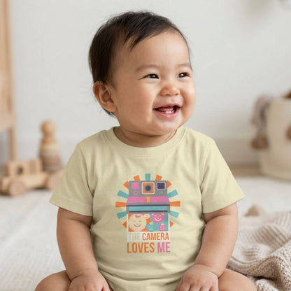 "Camera Loves Me" Infant Tee - Cute Retro Baby T-Shirt, Newborn Photography Outfit