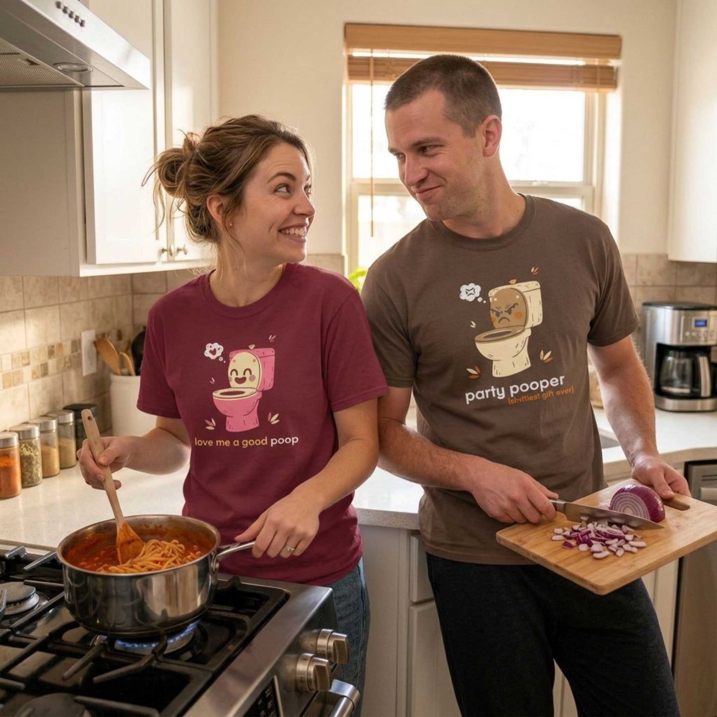 "Party Pooper" Couples Tee — Funny Gift Toilet Graphic T-Shirt