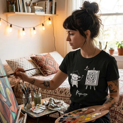 "Pigcasso" Pigment T-Shirt — Cute Pig Artist Illustration Painter Tee