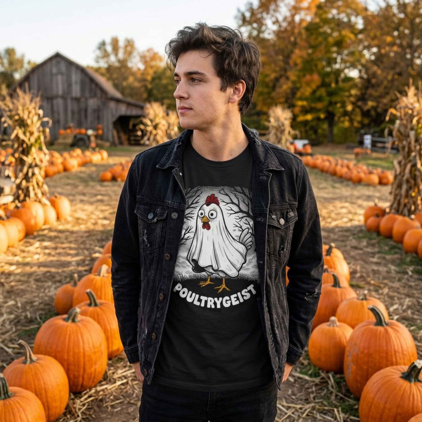 Poultrygeist T-Shirt — Funny Ghost Chicken Halloween Tee