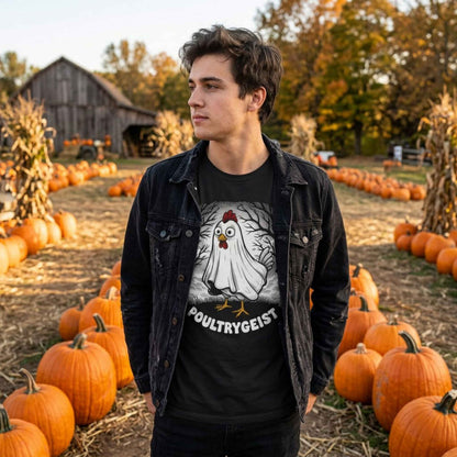 Poultrygeist T-Shirt — Funny Ghost Chicken Halloween Tee