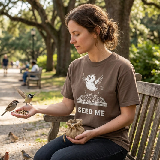 "Seed Me" Bird Watching T-Shirt - Funny Birder Gift - Bird Lover Humor