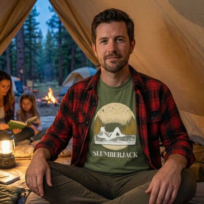 Slumberjack Campfire Graphic T-Shirt — Relaxing Night Sky Outdoor Tee