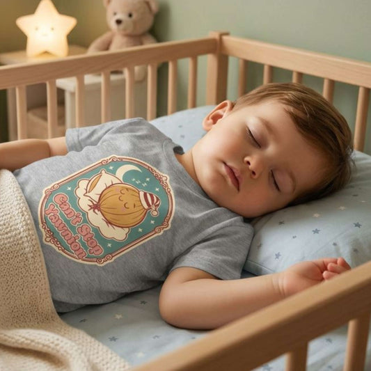 "Can't Stop Yawnion" Toddler Tee — Cute Sleeping Onion Graphic