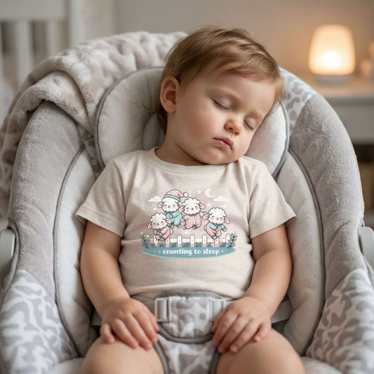"Counting to Sleep" Toddler Tee — Cute Sleepy Sheep Bedtime Shirt