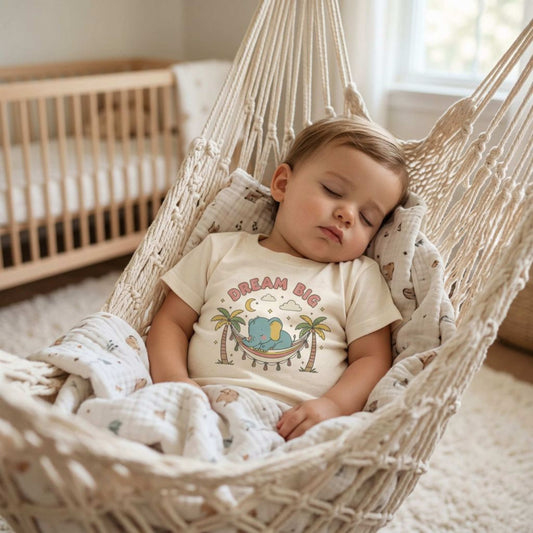 "Dream Big" Toddler Tee — Elephant Hammock Sleeping Graphic