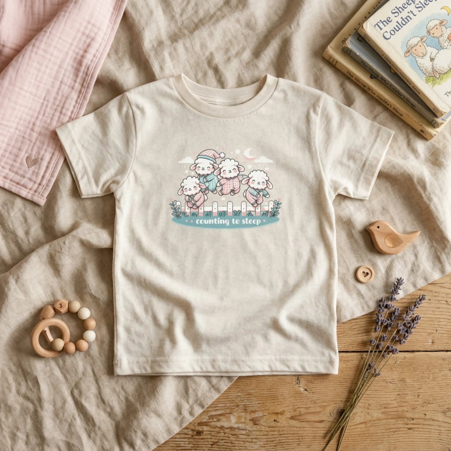 "Counting to Sleep" Toddler Tee — Cute Sleepy Sheep Bedtime Shirt