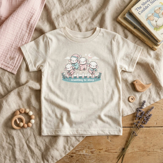 "Counting to Sleep" Toddler Tee — Cute Sleepy Sheep Bedtime Shirt