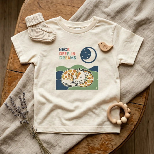 "Neck Deep in Dreams" Toddler Tee — Sleeping Giraffe Graphic T-Shirt