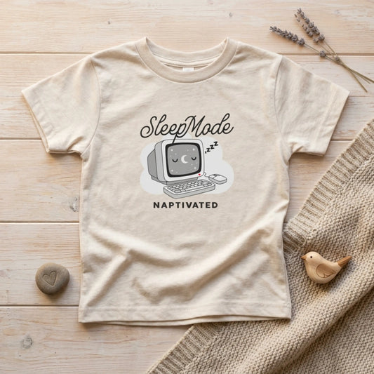 "Sleep Mode Naptivated" Toddler Tee — Cute Vintage Computer Nap T-Shirt