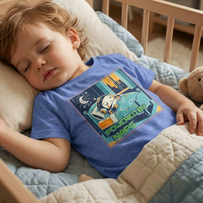 "Powered by Naps" Toddler Tee — Cute Sleepy Robot Android Graphic T-Shirt