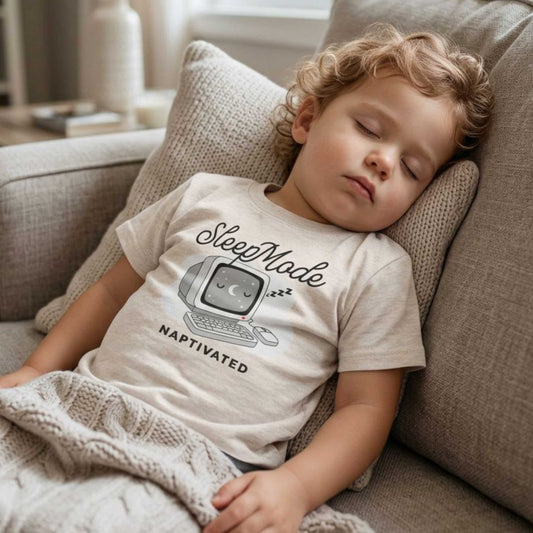 "Sleep Mode Naptivated" Toddler Tee — Cute Vintage Computer Nap T-Shirt