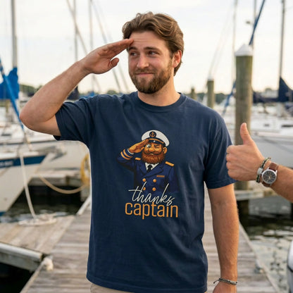 Captain Obvious Salute T-Shirt — "Thanks, Captain" Nautical Crew Tee