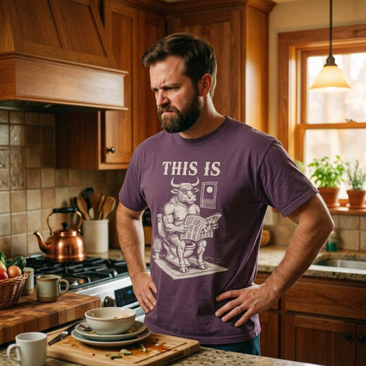 "This Is" T-Shirt — Bull Reading Newspaper on Toilet Graphic Tee