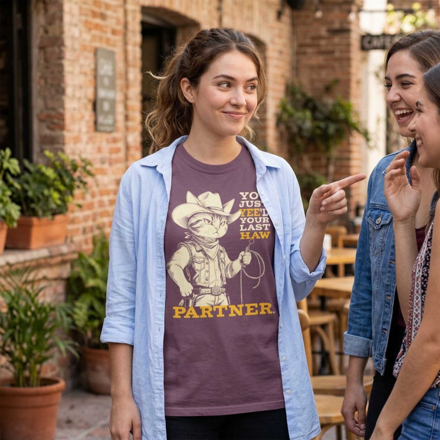 "You Just Yee'd Your Last Haw Partner" Cowboy Cat T-Shirt — Funny Vintage Western Graphic Tee
