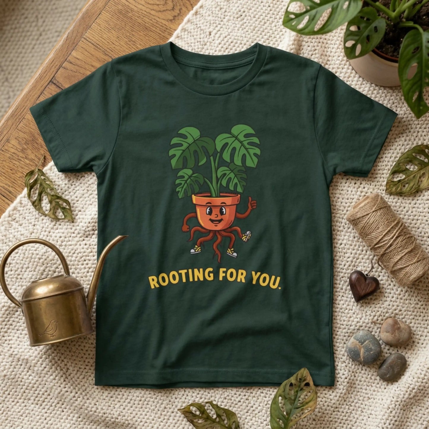 "Rooting For You" Youth Tee — Cute Plant Pot Support Graphic T-Shirt