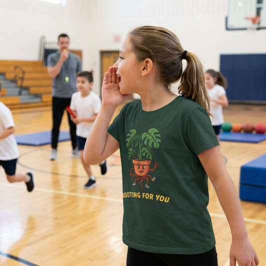 "Rooting For You" Youth Tee — Cute Plant Pot Support Graphic T-Shirt