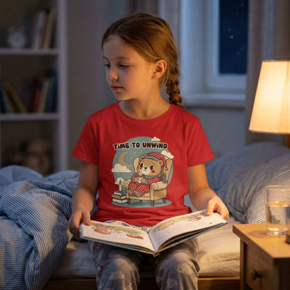 'Time to Unwind' Youth Tee — Windup Toy Bear Relaxing Graphic T-Shirt