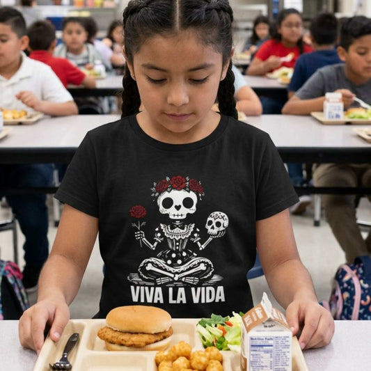 'Viva La Vida' Youth Tee - Day of the Dead Skull Girl Graphic