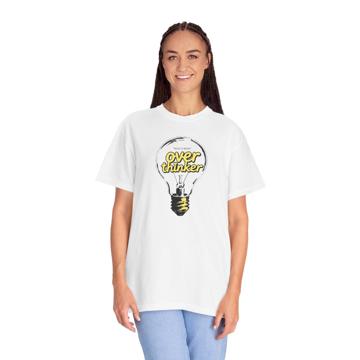 "Overthinker: Less Is Bore" Lightbulb T-Shirt - Smart Funny Tee