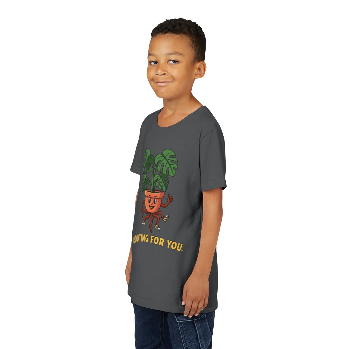 "Rooting For You" Youth Tee — Cute Plant Pot Support Graphic T-Shirt