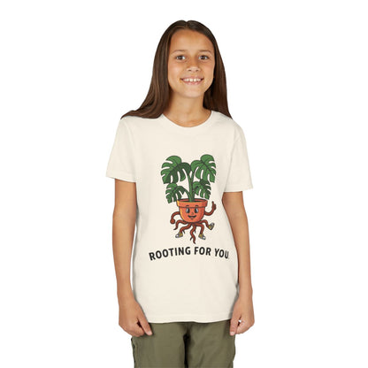 "Rooting For You" Youth Tee — Cute Plant Pot Support Graphic T-Shirt
