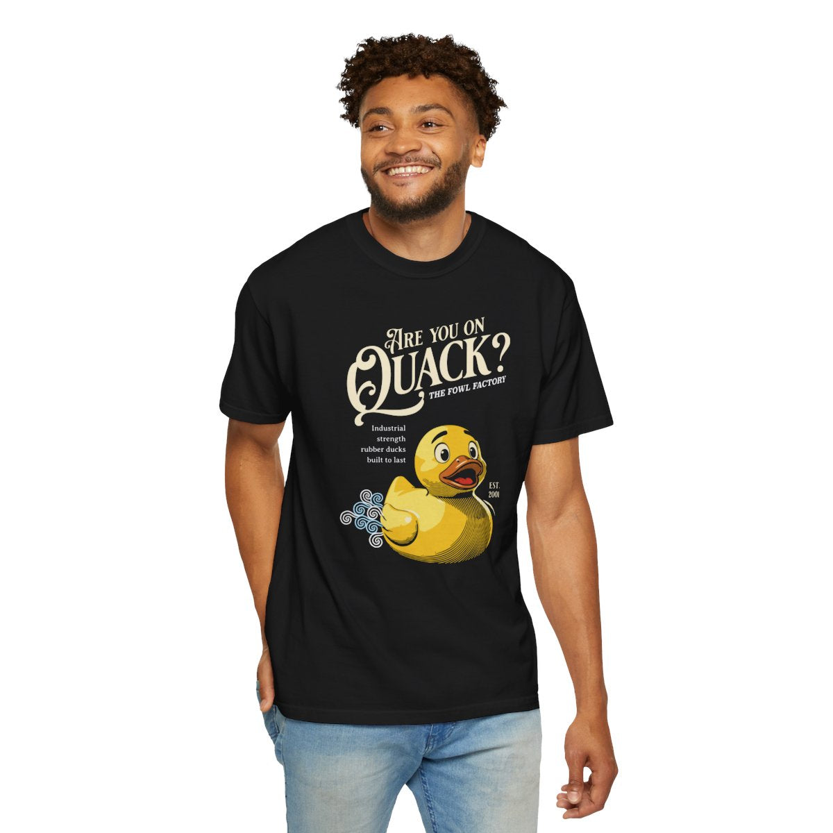 "Are You On Quack?" Graphic T-Shirt — Vintage Illustration Rubber Duck Tee