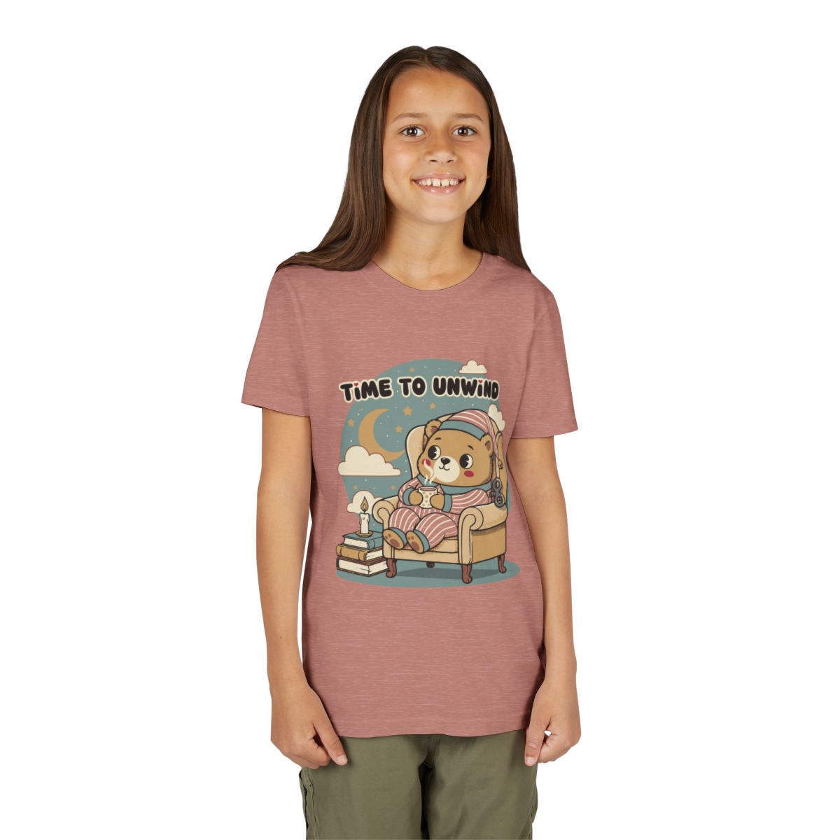 'Time to Unwind' Youth Tee — Windup Toy Bear Relaxing Graphic T-Shirt